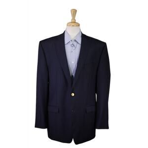 Lauren Ralph Lauren Mens Navy Blue Gold Button Wool Blazer Jacket 44L